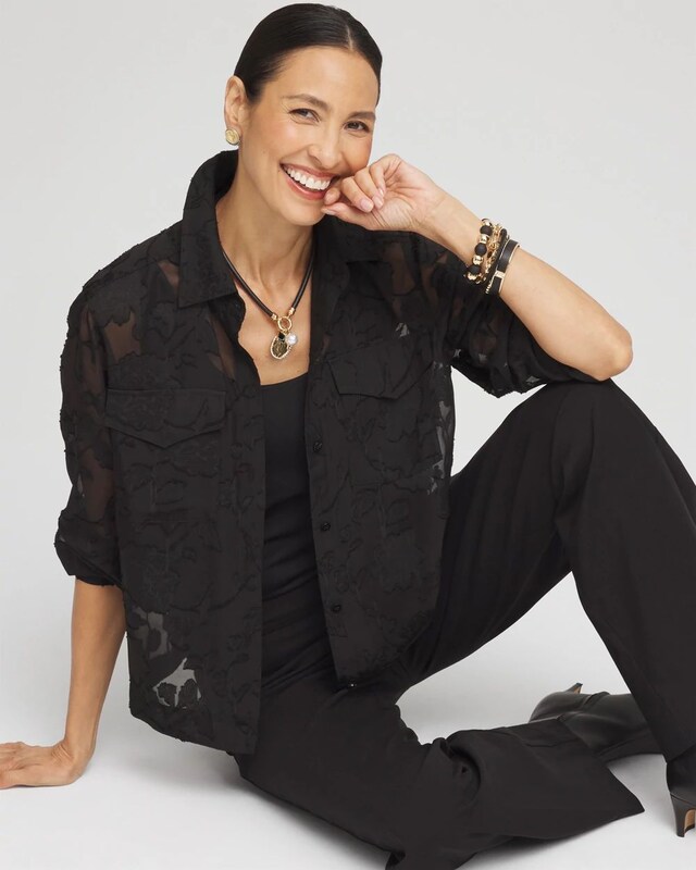 Long Sleeve Burnout Camp Shirt - image 2